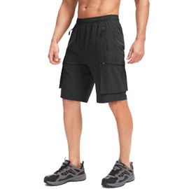 Men's Mountain Bike Shorts 3D Padded Lightweight Biking Riding Cycling Bicycle Loose-fit Biker Shorts Zipper Pockets Black Medium