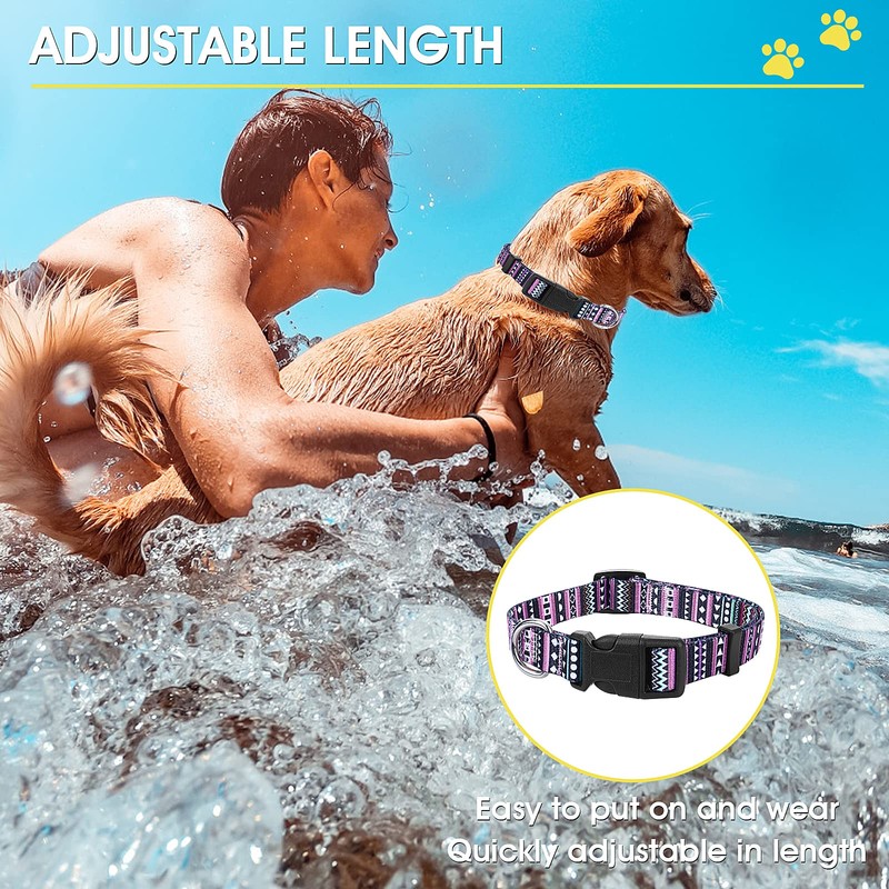 Cobee Nylon Dog Collar, Adjustable Puppy Collars with Patterns Bohemian