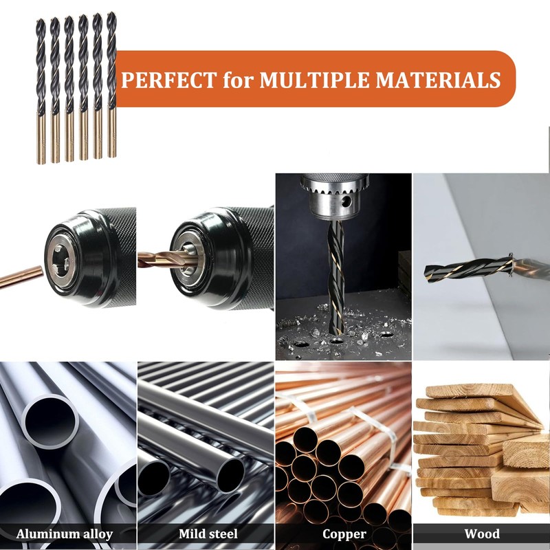 Misuyue 6pcs Metal Drill Bits, 5mm HSS Drill Bit Sets,