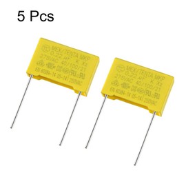 sourcing map Pack of 5 Safety Capacitors Film 0.22uF 275VAC X2 MKP 21 mm Pin Distance