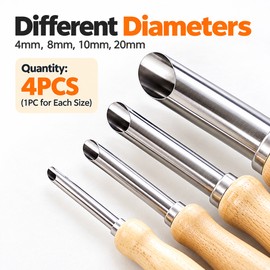 4-Piece Circular Clay Hole Cutter Set with Wooden Handles