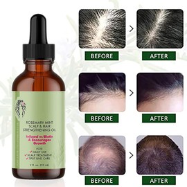 Rosemary Oil for Hair, Rosemary Oil for Hair and Scalp, Natural Rosemary Mint Oil, Stimulates Hair Growth and Hair Oil Against Hair Loss 2 oz 59 ml (Pack of 2)