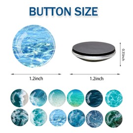 Pack of 12 Waves Fridge Magnets, Children's Fridge Magnets, Fridge Magnets, Children's Magnets, Suitable for Whiteboards, Refrigerators, Photos etc. (Round/30 mm)