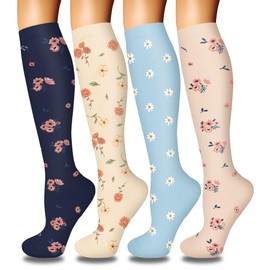 Iseasoo 4 Pairs Compression Socks for Women Circulation-Best Support for Nurses,Running,Athletic,Travel S-M