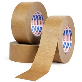 ADHES Premium Kraft Paper Tape, 7.5mil, 2 Inch x 55 Yards x 3 Rolls, Biodegradable Paper Packing Tape Writable & Uncoated Heavy Duty Brown Packing Tape for Shipping, Moving, Sealing