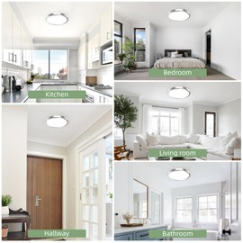 hykolity 2 Pack 12 Inch Selectable CCT LED Round Flat Panel Light, 24W 3000K/4000K/5000K, Edge-Lit Flush Mount Ceiling Light Fixture for Kitchen, Bedroom, Laundry and Closet Room,Brush Nickel