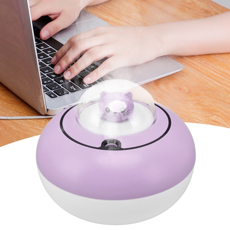 Mini Humidifier Cute Cat Sculpture Portable Quiet Desktop Air Humidifier