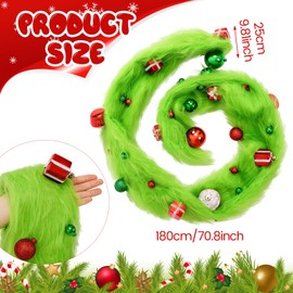 yesaior 6 ft Lime Green Christmas Garland Decorations for Xmas Tree Green Hanging Garland with Christmas Balls Gifts Boxes Ornaments Xmas Plush Banner for Mantel Fireplace Table Wall Holiday