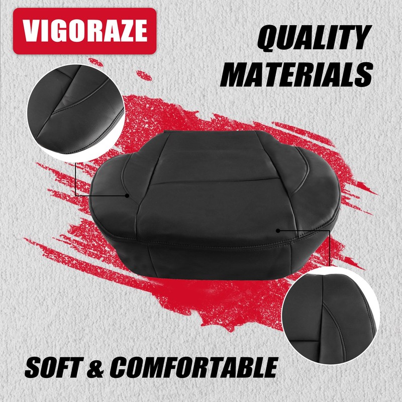 Vigoraze Driver & Passenger Bottom Leather Replacement Seat Covers Black