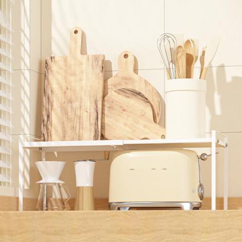 Expandable Kitchen Shelf Organizer Cabinet Countertop Retractable Seasoning Rack