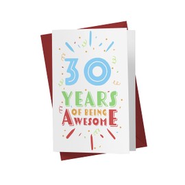 Karto 30th Birthday Card for Men Women - Large 5.5x8.5 inch 30 Years Old Birthday Cards for Him Her - Awesome