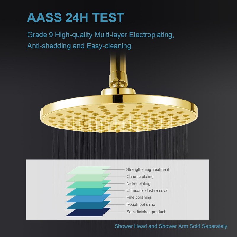 OFFO Shower Arm with Flange, 6 in Bright Gold Wall