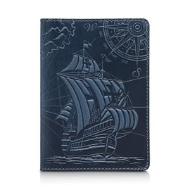 NEW!!! Premium leather passport cover case " Captain Columbus's Sailboat 3D Print" International format, 133192 mm. Free USA shipping!