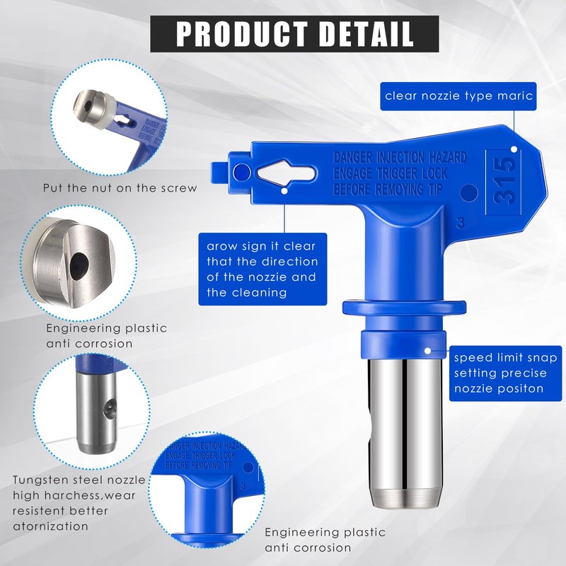 Lanties 9 Pieces Paint Sprayer Airless Reversible Spray Tip Nozzles