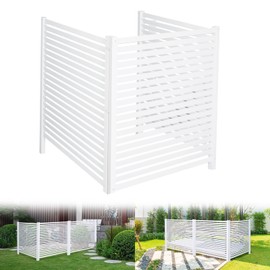 WEEDING 3-Panel White Modern Vinyl Privacy Fence, 36" W x 45" H, Air Conditioner & Trash Can Enclosure
