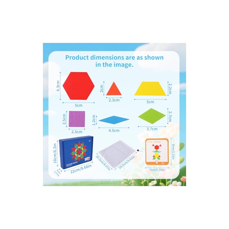 Memory Activities for Seniors, Wooden Pattern Blocks Tiles Matching Puzzle