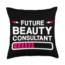 Beauty Consultant Jobs Design Skincare Specialist Future Beauty Consultant Student Makeup Artistry School Throw Pillow, 18x18, Multicolor
