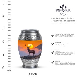 YATHABHISA Deer Cremation Urns for Human Adult Ashes, Keepsake & Memorial Gift for Father & Mother, Decorative Mini Urn Ash Container, Orange, Combo, 3 Inch (Set of 4)