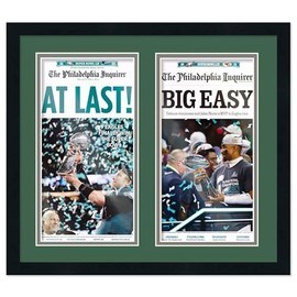 CountryArtHouse 11x22 Newspaper Frame - with Green and Silver Double Mat - Made to Display 2 Newspapers Measuring 11x22 inches