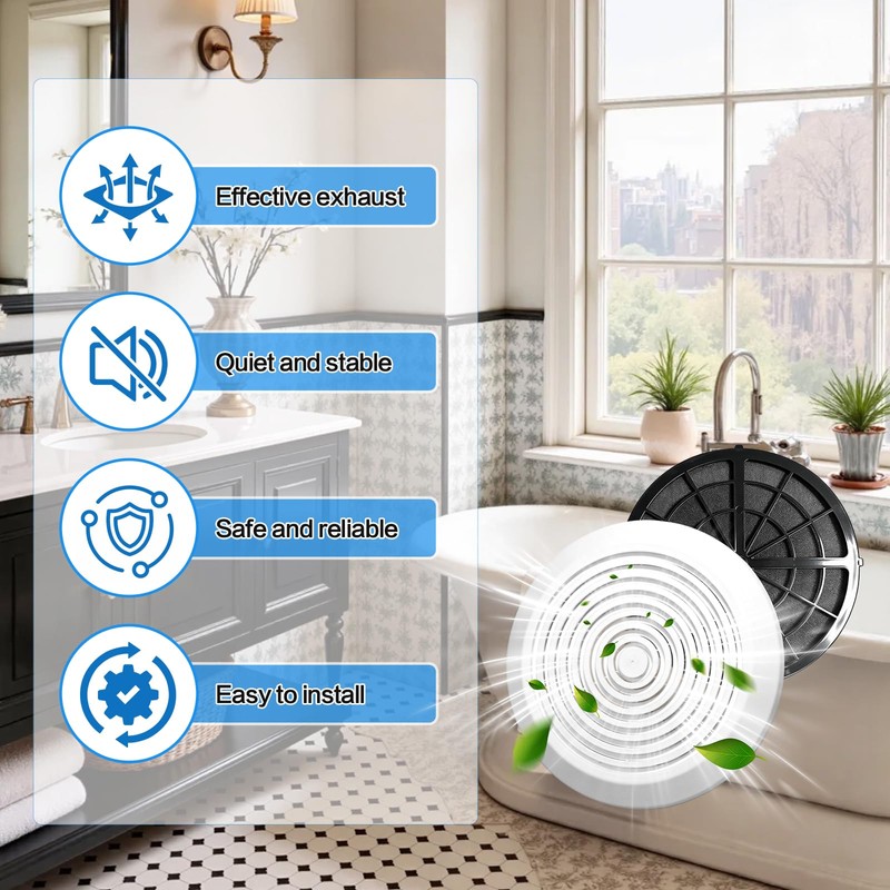 Mobile Home Bathroom Exhaust Fan Covers, 9-5/8" White Vent Grille,