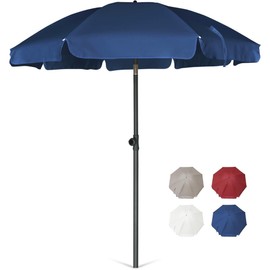 AMMSUN Patio Umbrella Market Table Umbrella 6.5 ft Tilt Steel Pole UPF50+ Protection, Great for Outdoor Garden Backyard, Navy Blue