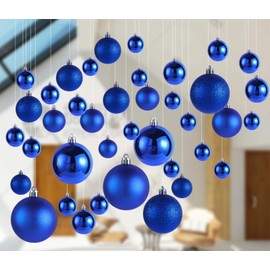 PEPAXON Christmas Ball Xmas Baubles Ceiling Hanging Christmas Ornament Festival Decoration 4cm-8cm, 24 Baubles+24 Hooks