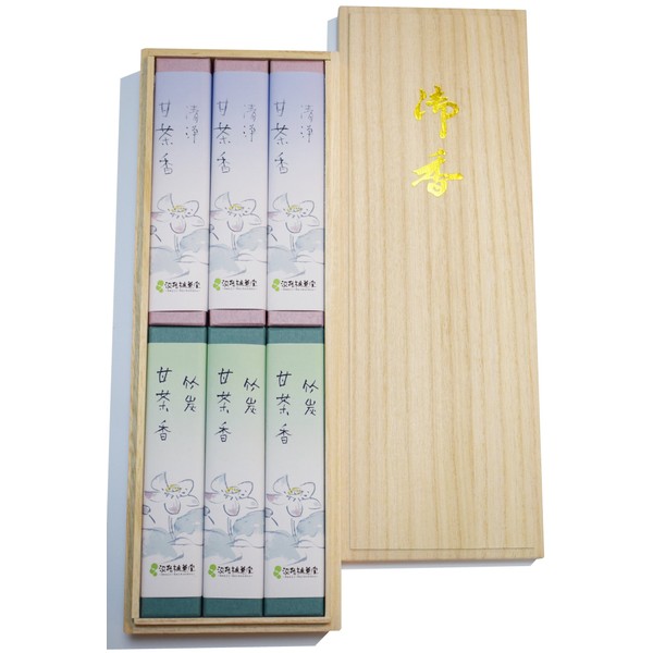 Awaji Baikaundo Incense for Gifts, Mourning Visit Incense, Mourning Postcard, Sympathy Goods, Buddhist Treats, Purified Bamboo Charcoal Sweet Tea, Paulownia Boxed Incense, 5.5 inches (14 cm), Memorial Service, Incense Gift Set for Life 3500# 80fbans