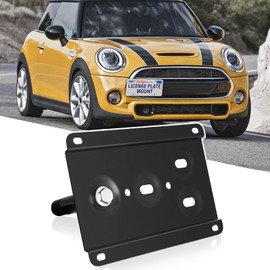 Front License Plate Bracket No Drill Car Front Bumper Tow Hook Mount Bracket Adapter Fits for Mini Cooper R50 R52 R53 R55 R56 R57 R58 R59 2002-2014