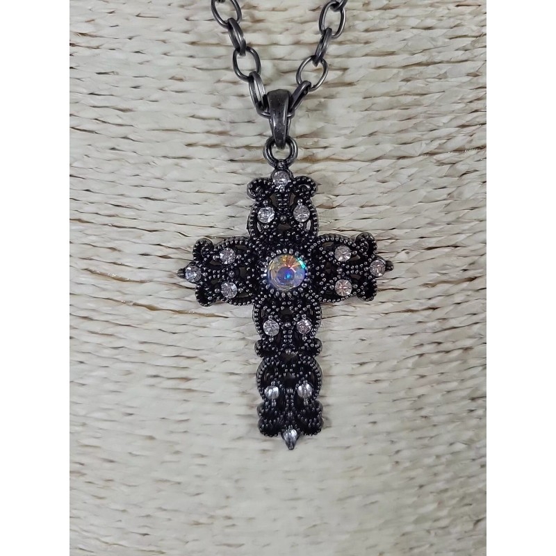 fashion necklace Cross Necklace AB Rhinestone Long Costume Jewelry Goth