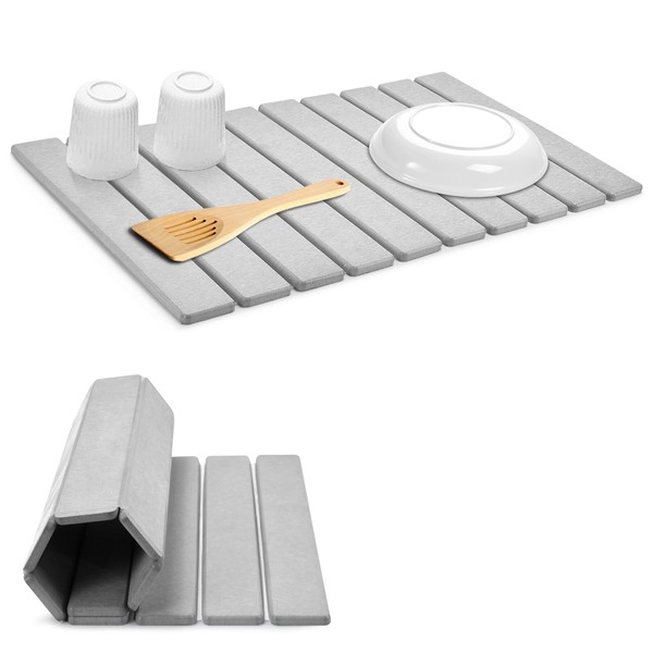 Large Stone Dish Drying Mat for Kitchen Counter, 24"(L)×16"(W) Fast