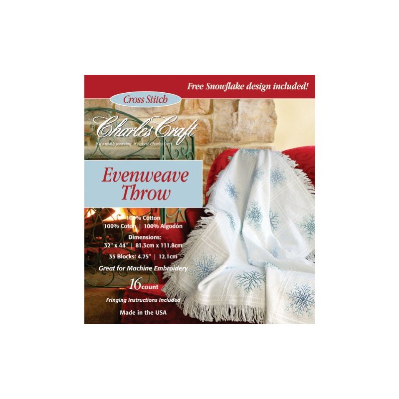 DMC Charles Craft Evenweave Throw 16 Count 32"X44", White