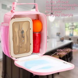 FlowFly Kids Lunch Box Insulated Soft Bag Mini Cooler Back to School Thermal Meal Tote Kit for Girls, Boys (Glitter-Rainbow)