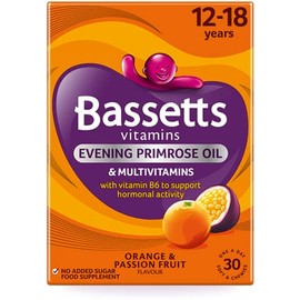 Bassetts 12-18 Years, + Evening Primrose Oil, Orange and Passion Fruit Flavour, One A Day Soft and Chewy Multivitamin - Pack of 5, Total 150 pastilles
