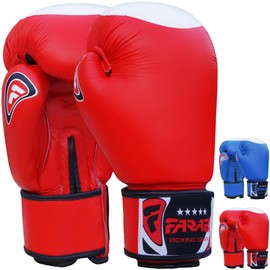 Farabi Boxing Gloves Real Leather Target Series (Red, 16-oz)