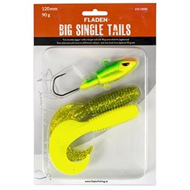 FLADEN Fishing SOFT BAITS - 2 x 12cm BIG SINGLE JIG TAILS - (4 Colours and 3 weights - 40g 60g 90g) Lead-Free Jig Heads - Quality Fishing Imitation Bait Lures (Colour Set 3, 90g Jighead)