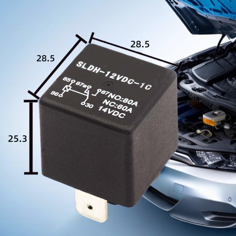 SLDH-12VDC-1C 80A 5pin SPDT Car Relay for Car, 2 Pieces