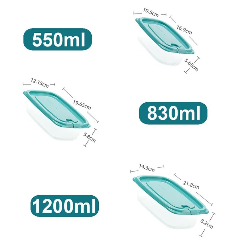 chenqi Rectangle Plastic Portion Box Sets with Lids Food Storage