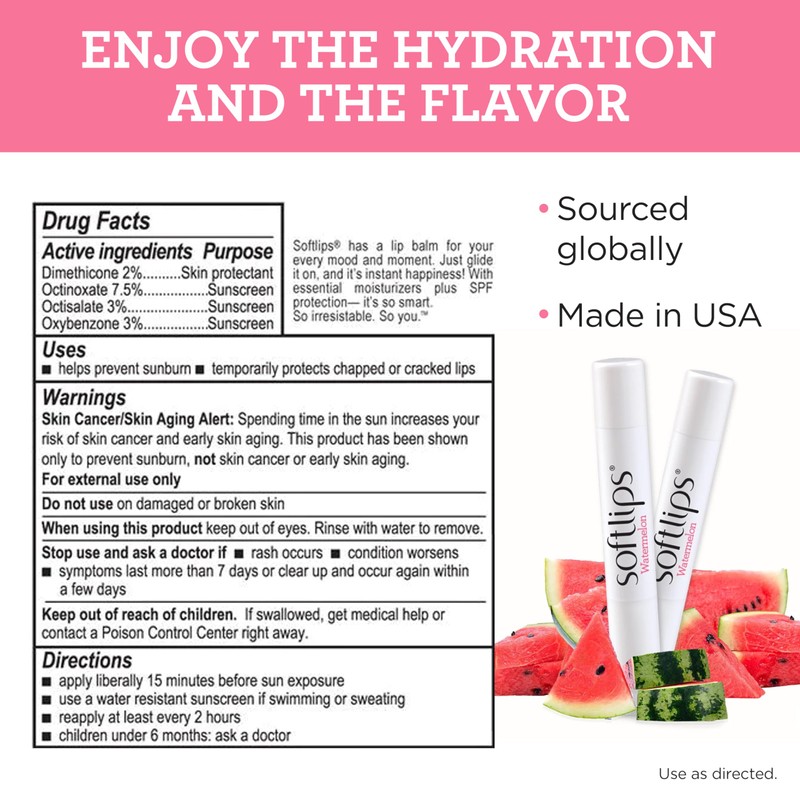 Softlips Watermelon Lip Balm 2-Pack with SPF 20 - Juicy