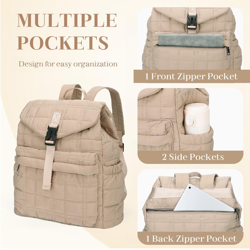 Quilted Backpack for Women,RAVUO Lightweight Puffer Puffy Back Pack Purse