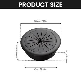 4 Pcs Desk Grommet, 60 mm Round Desk Cable Hole,Plastic Desk Cable Wire Organizer for Home and Office Desktop (Black,Size:6 x 7 x 1.7 x 2.3cm)
