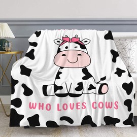Levens Cow Blanket Gift for Girls, Just A Girl Who Loves Cow Soft Throw for Couch & Sofa Bed 60"x50", Funny All-Season Decorative Kids Blanket, for Birthdays & Holidays