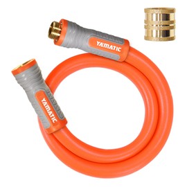 YAMATIC 5/8 in x 3 ft Female-to-Female Short Garden Hose, 2-in-1 Dual Use with Solid Brass Swivel Fitting, All-Weather, 600 PSI Burst