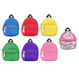 Kellegour Pack of 7 Mini Backpacks, Mini Backpack Model Decorative Backpack, Doll Backpacks, Cute Zip Doll Backpacks, for Wallet, Keyring, Dollhouse Decoration (7 Colours)