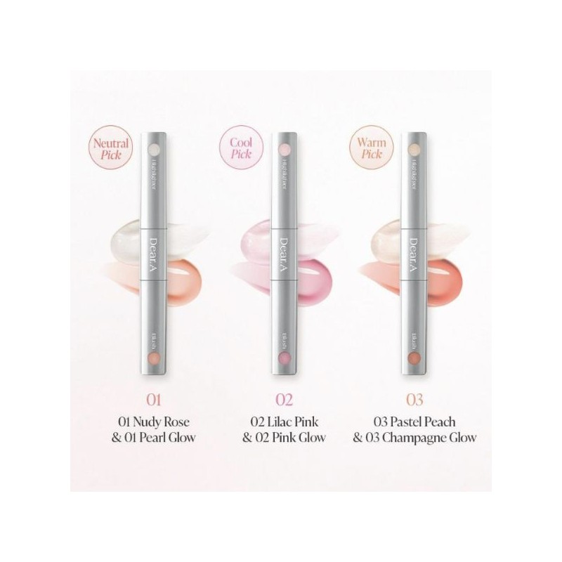 DEAR.A Blush & Beam Dual Stick 1.8g, Color:01 Nudy Rose