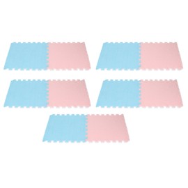Plush Foam Interlocking Floor Carpet Soft Non Slip Cuttable Interlocking Rug Floor Mat for Living Room Bedroom Sky Blue 5 Pieces Pink 5 Pieces