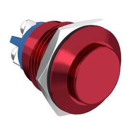 STARELO 16MM 5/8" Momentary Push Button Switch High Round 250V AC 5A 12V 36V DC 2A 1NO SPST Waterproof Aluminum Shell(Red).