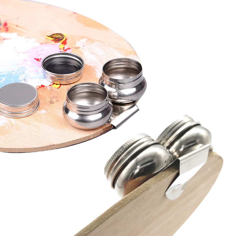 Haosie Double Dipper Palette Cup, Oil Painting Supplies, Stainless Steel