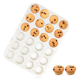 CAKETIME Silicone Mini Muffin Pan, 24 Cups Nonstick Mini Cupcake Pan for Baking Mini Muffin, Mini Cupcake, Mini Egg Bites, Mini Fat Bomb, 1 Pack Confetti