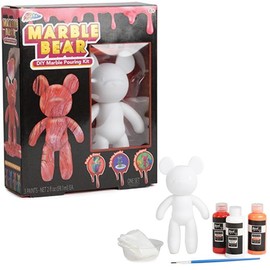 RMS International Grafix Marble Bear Creative DIY Marble Pouring Kit Design/Paint Your Own Bear Childrens Kids Art & Craft 6+ Years (Pink)