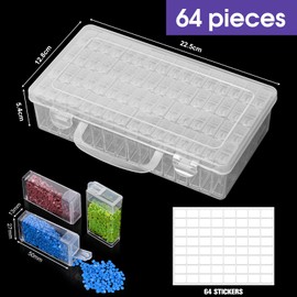 Szaboviktoria 64 Pieces Diamond Painting Accessory Boxes, Diamond Painting Storage Boxes with Stickers, Suitable for DIY Crafts, for Storing Diamond Painting Accessories, Nail Art